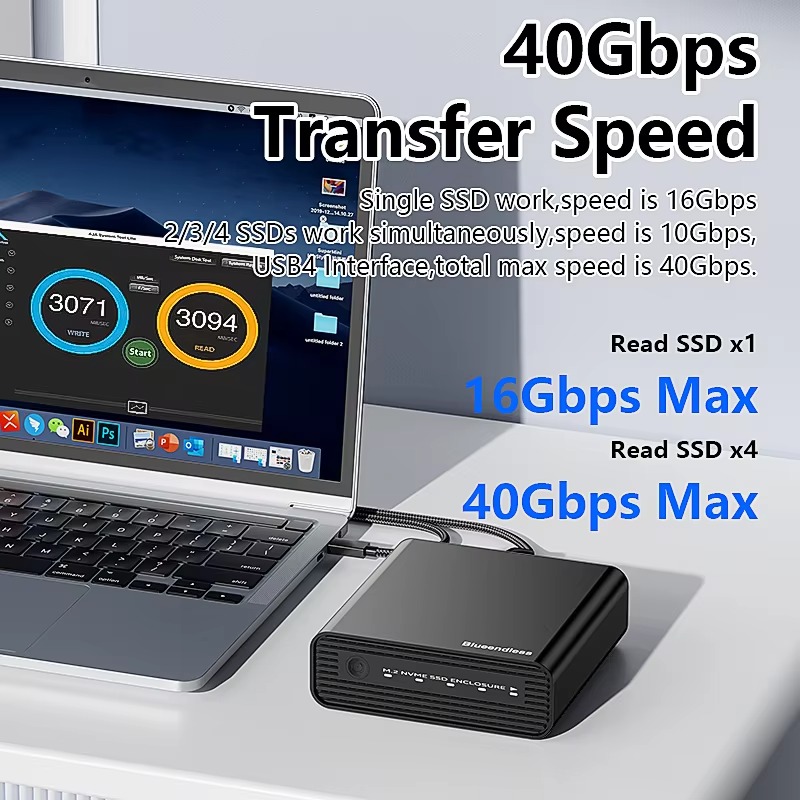 Aluminum M2 4-Bay USB4 Externa - Nvme Ssd recension och pris